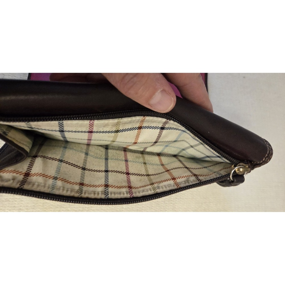 Coach Bleeker Signature Jacquard Trifold ID Wallet Dark Brown Gold Buckle - Picture 7 of 10